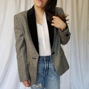 Vintage Oversized Blazer Jacket Houndstooth Black